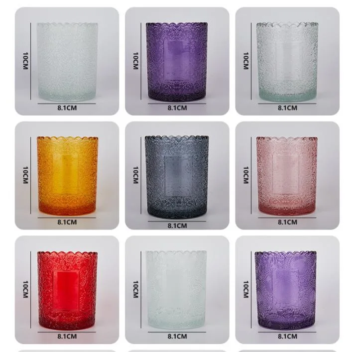 Coloured 200ml Embossed Lace Embossed Candle Cup