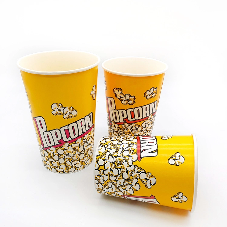 Factory Food Grade 32oz 46oz 64oz 85oz Paper Popcorn Cup, Popcorn Bucket with Round Bottom
