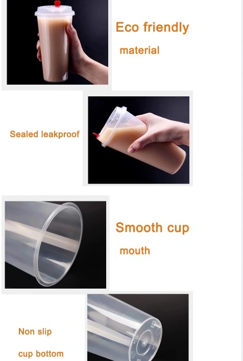 High Transparent Material PP Disposable Cold Drinking Plastic Cups with Lids and Straws