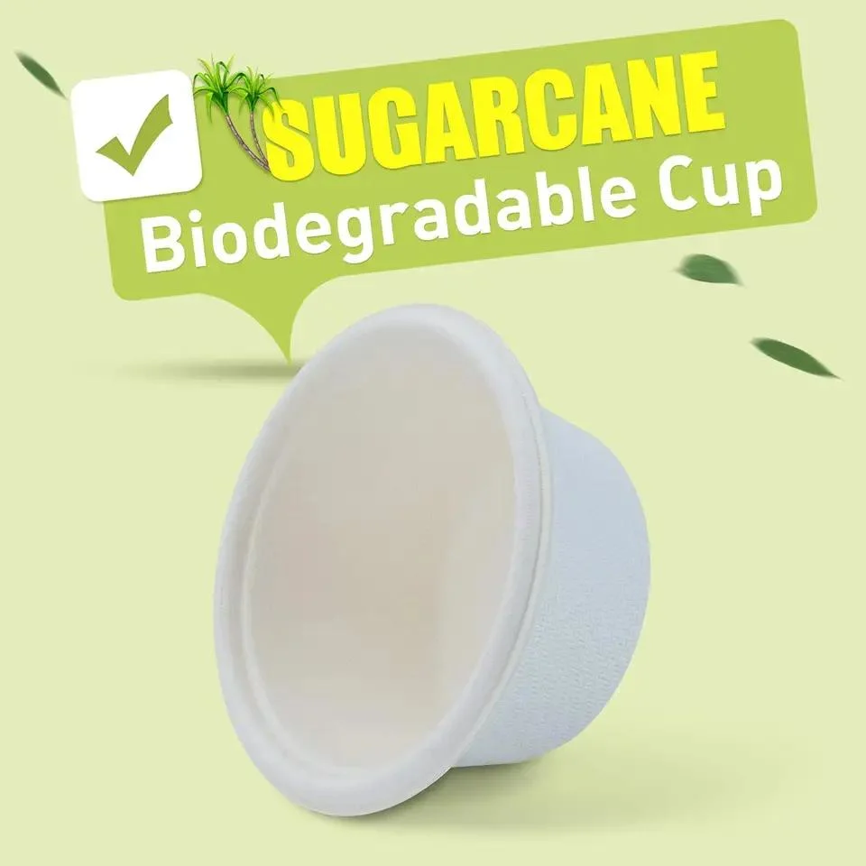 2oz 60ml Leakproof Sturdy Compostable Biodegradable Disposable Sugarcane Bagasse Paper Serving Dipping Soy Sauce Cup with Lid