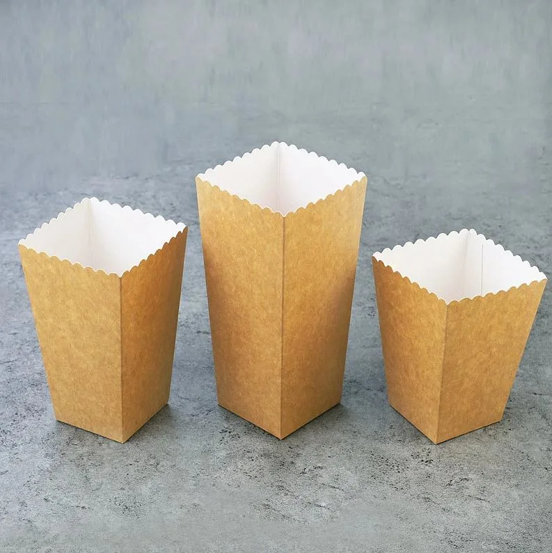 Disposible Kraft Food Grade Paper Bags Party Gifts Snack Popcorn Boxes Popcorn Buckets