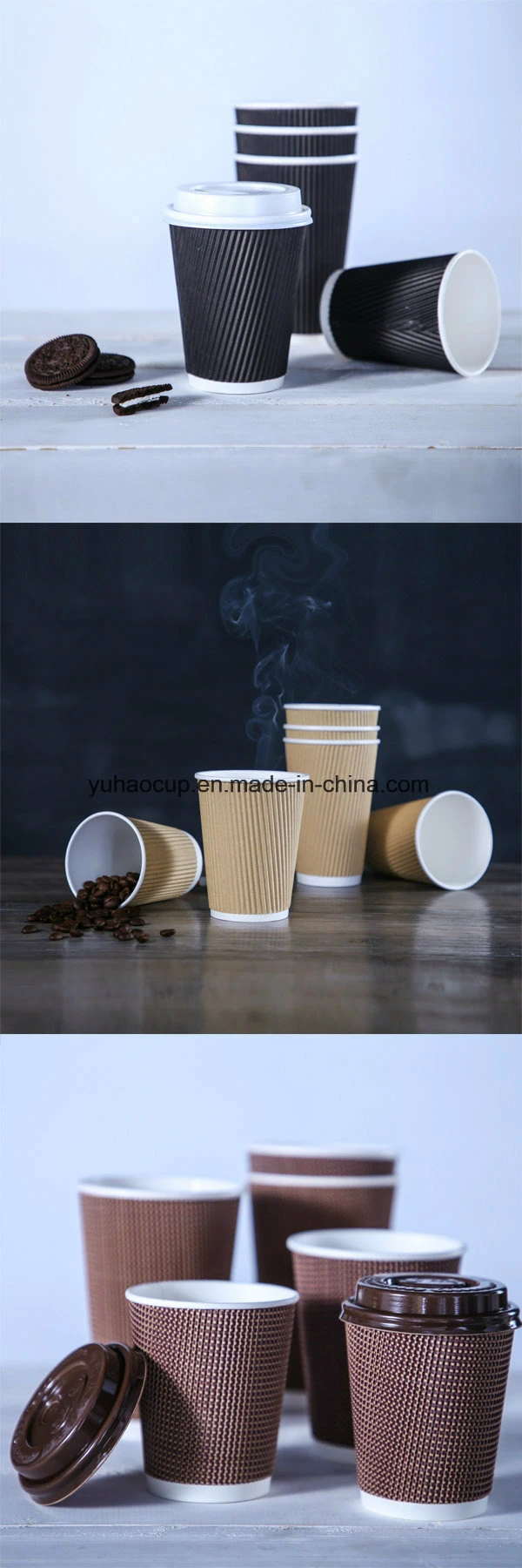 Biodegradable Compostable Disposable Insulated Ripple Wall Paper Cups