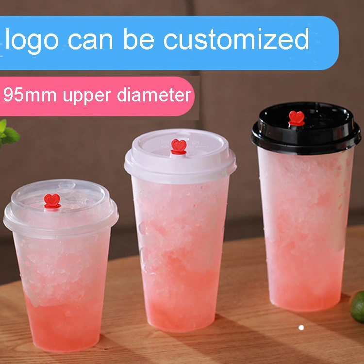 High Transparent Material PP Disposable Cold Drinking Plastic Cups with Lids and Straws