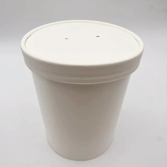 Copo de sopa de papel descartável para viagem com impressão personalizada com capa
