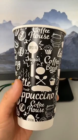 Copo de papel para café quente descartável de parede dupla de parede única com logotipo impresso personalizado para café, bebidas quentes e frias