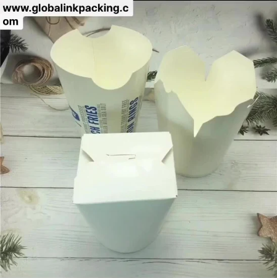 Caixa de macarrão descartável de papel kraft ecologicamente correto para embalagem de alimentos