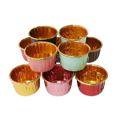 Tamanho padrão 50 unidades conjunto de várias cores folha de alumínio papel à prova de gordura muffin muffin forro copos