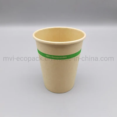 Copo de papel descartável 100% compostável 8 onças Revestimento à base de água de fibra de bambu Copo de papel de parede único
