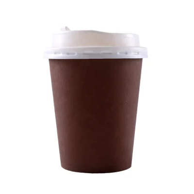 Copo de café de papel PLA compostável Preços promocionais de atacado Copos de bebida descartáveis ​​Take Away Café descartável impresso personalizado Parede dupla